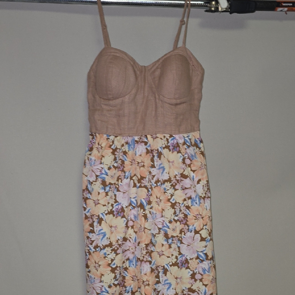 Floral Maxi Dress in Brown and Cream